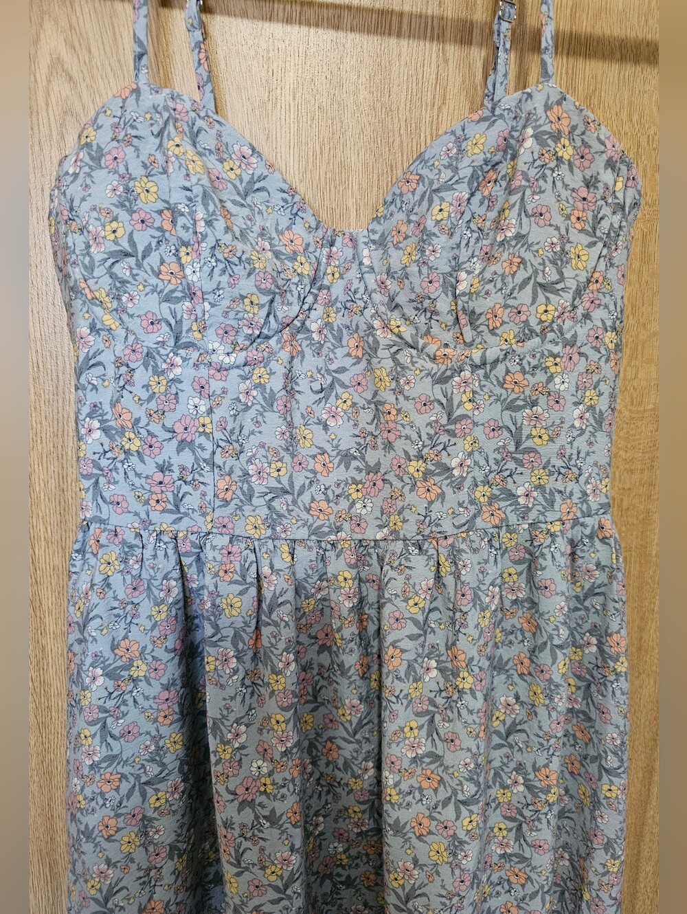 Altar'd State Pale Blue Gray Pink Yellow Floral Maxi Dress Size XS - Picture 4 of 9